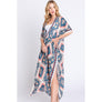 DIONA J BOHO PRINT KIMONO COVER UP ONE SIZE COLOR BEIGE