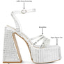 Lustrous Mirror Embellished Flare Heel Sandals