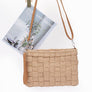 DIONA J FAUX STRAW HANDMADE BRAIDED ZIP POUCH COLOR IVORY