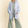 Davi & Dani Ribbed Hem Button Up Long Sleeve Cardigan