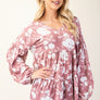 Celeste Full Size Tiered Floral V-Neck Long Sleeve Blouse