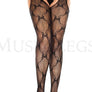Plus size bow lace suspender pantyhose