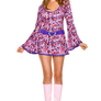 Music Legs Floral Gogo Dress with Flared Bell Sleeves main image