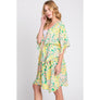 DIONA J FRONT ROPE FLOWER PRINT KIMONO ONE SIZE COLOR GREEN