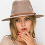 Vegan suede fedora with braided trim