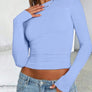 Solid Color Round Neck Long Sleeve T-Shirt