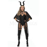 Dark Devil 6 Pc Black Teddy bodysuit Pentagram Contrast Lace Costume Set Size XS