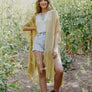 Pencil Stripe Lurex Trim Kimono
