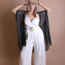 Pencil Stripe Lurex Trim Kimono