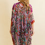 Paisley Print Open Front Kimono w/ Cinched Arms