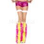 Vertical Striped Faux Fur Leg Warmers (Glow UV Reactive) Women's Multicolor OS