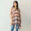 DIONA J SOUTHWEST ABSTRACT PRINT KIMONO CARDIGAN ONE SIZE COLOR PINK