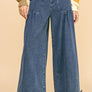 Davi & Dani Drawstring Hem Wide Leg Mid Rise Jeans