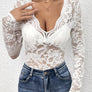 Lace V-Neck Long Sleeve Top