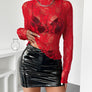 Mock Neck Long Sleeve Sheer Lace Top