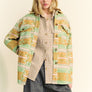 Davi & Dani High-Low Geometric Long Sleeve Shacket with Pockets