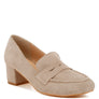 Astra Block Heel Genuine Suede Loafers