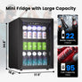 ICYGLEE Beverage Refrigerator 2.7cu.ft 100 Can Mini Fridge for Beer Drinks Wines Freestanding Fridge Blue LED for Home Dorm Bar