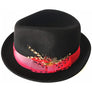 New York Jazz Gangster 100% Wool Stain Resistant Crushable Retro Dress Feather Fedora Hat Cap Korean Black Pink Brown Pecan - DJ Comics