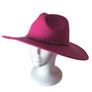 Elegantly Styled Dark Pink Hat with Wide Brim and Dazzling Cubic Chain Detail Fedora Panama Cap - DJ Comics
