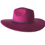 Elegantly Styled Dark Pink Hat with Wide Brim and Dazzling Cubic Chain Detail Fedora Panama Cap - DJ Comics