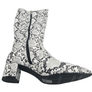 Women's Tall Heel Knee-High Boots – Snakeskin Print Wide Calf Boots with Chunky Heel and Zip-Up Design, Mid-Calf to Knee-High Style