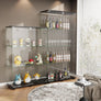 Glass Display Cabinet 4 Shelves Floor Standing Living Room 64 x 32 x 14in, Black