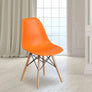 Elon Series Green Plastic Chair w/ Wooden Legs 22.5"D x 18.25"W x 31.5"H-6 Color