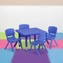 24" Square Natural Plastic Height Adjustable Activity Table Set with 4 Chairs