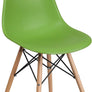 Elon Series Green Plastic Chair w/ Wooden Legs 22.5"D x 18.25"W x 31.5"H-6 Color