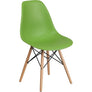 Elon Series Green Plastic Chair w/ Wooden Legs 22.5"D x 18.25"W x 31.5"H-6 Color
