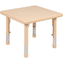 24" Square Natural Plastic Height Adjustable Activity Table Set with 4 Chairs