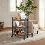 3-Tier Narrow Storage Rolling Cart w/ Wheels Wood Steel Frame Slim Kitchen Dine