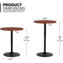 Round Bar Table Adjustable Height, Base Pub Table 360° Swivel for Living Room Dining Room Bistro Cafe, Led Bar Table