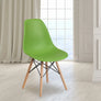 Elon Series Green Plastic Chair w/ Wooden Legs 22.5"D x 18.25"W x 31.5"H-6 Color