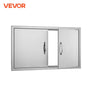 VEVOR BBQ Access Door 36Wx21H Inch Double Outdoor Kitchen Door Stainless Steel Flush Mount Door Wall Vertical Door with Handles
