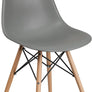 Elon Series Green Plastic Chair w/ Wooden Legs 22.5"D x 18.25"W x 31.5"H-6 Color