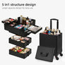 Rolling Makeup Case, Makeup Train Case with Lid, 5 in 1 Cosmetology Case on Wheels, Christmas Gift, Large Makeup Case Organizers