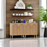 Living room cabinet,Set of 2 Rattan Storage Cabinet with Doors, Accent Bathroom Floor Cabinet, Modern Sideboard Buffet Cabinet