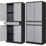 Metal Garage Storage Cabinet Drawer 4 Door Lock-2 Adjustable Shelves Office