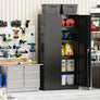 Metal Storage Cabinet, 72" Black Locking Doors and 4 Shelves, Tall Tool Garage
