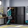 Metal Garage Storage Cabinet Drawer 4 Door Lock-2 Adjustable Shelves Office