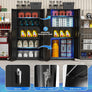 Metal Storage Cabinet, 72" Black Locking Doors and 4 Shelves, Tall Tool Garage