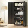Metal Storage Cabinet, 72" Black Locking Doors and 4 Shelves, Tall Tool Garage