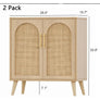 Living room cabinet,Set of 2 Rattan Storage Cabinet with Doors, Accent Bathroom Floor Cabinet, Modern Sideboard Buffet Cabinet