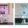 Display Cabinet 64.5" H 4-LED Light Glass Door Case Modern Curio Collection