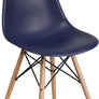 Elon Series Green Plastic Chair w/ Wooden Legs 22.5"D x 18.25"W x 31.5"H-6 Color