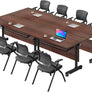 Conference Table, Folding Conference Room Tables With Flip-Top Design, With Caster Rectangular Modular Conference Room Table