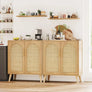 Living room cabinet,Set of 2 Rattan Storage Cabinet with Doors, Accent Bathroom Floor Cabinet, Modern Sideboard Buffet Cabinet