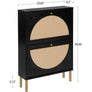 Rattan Shoe Cabinet with 2Flip Drawers,Black Free Standing Storage Racks with Metal Legs,Shoe Organizers Entrance Hallway(Black)